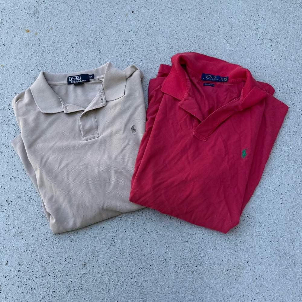 Polo by Ralph Lauren Tan and Pink Men's Polos